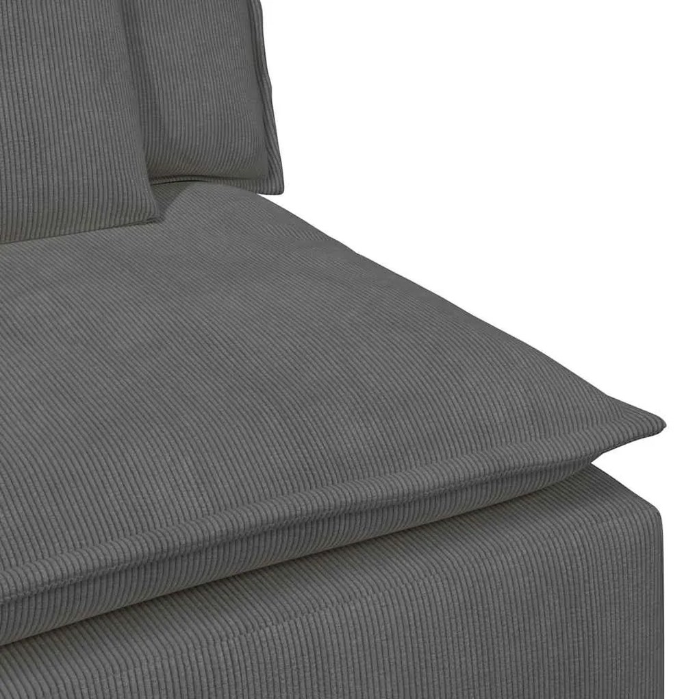 Sofá modular com pufes e almofadas cinzento-escuro