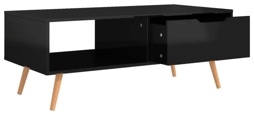 Mesa centro 100x49,5x43cm derivados de madeira preto brilhante