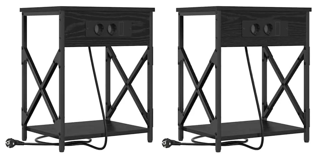 Armário de Cabeceira 2 pcs Carvalho preto 41 x 31 x 51 cm