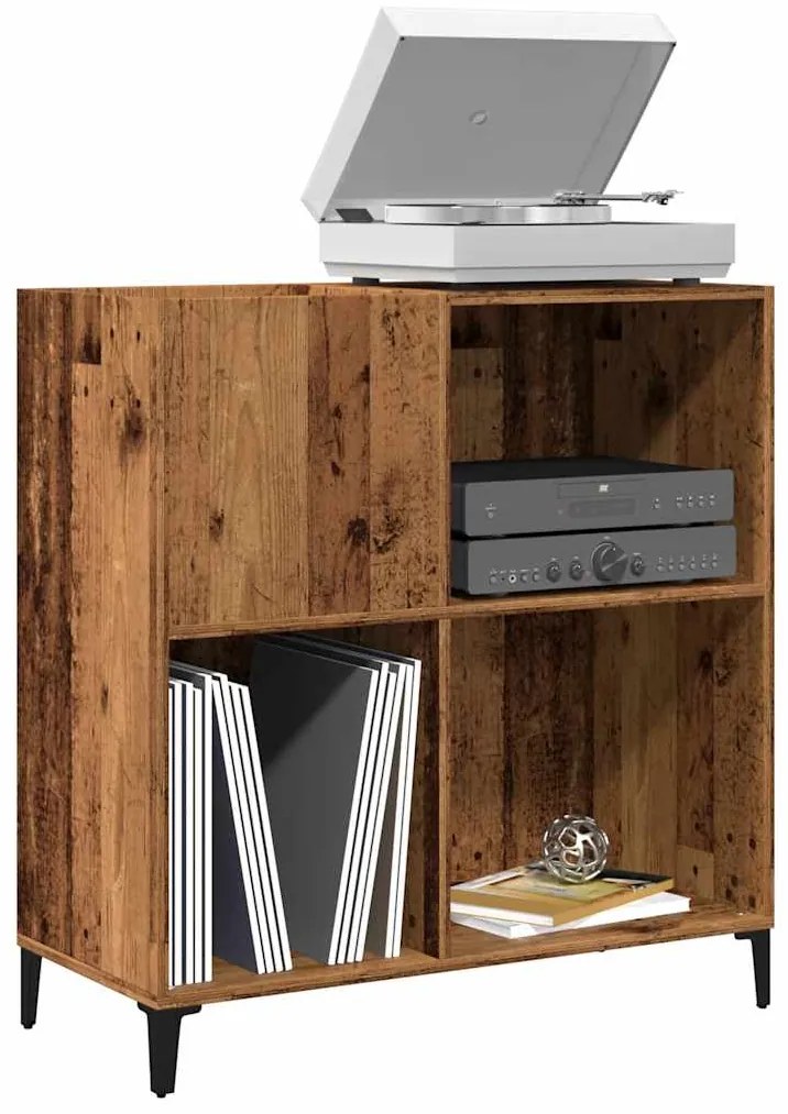 vidaXL Armário para discos 84,5x38x89 cm deriv. madeira madeira velha