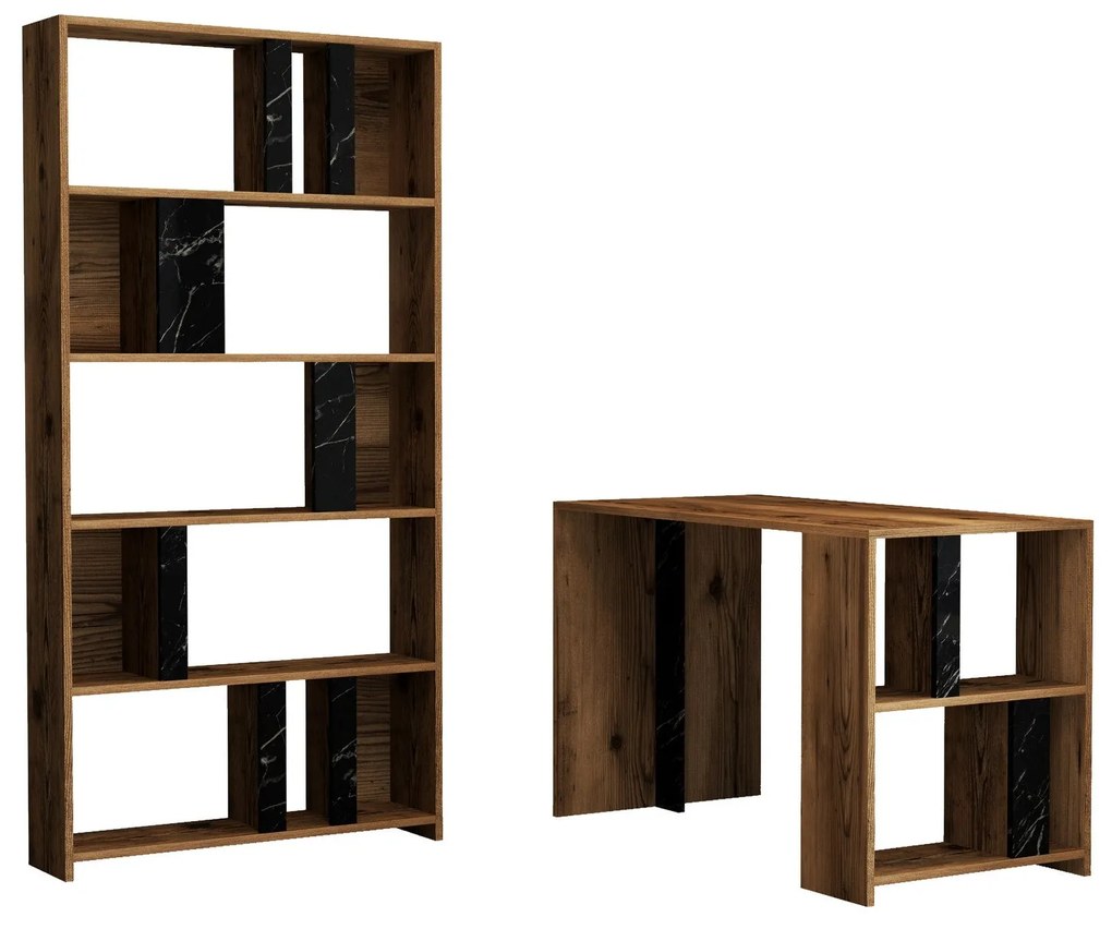 Secretária e Estante Lima – Nogueira/Preto – Secretária: 120x75,4x60 c