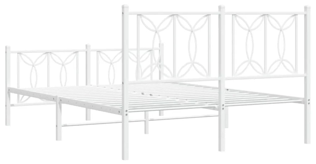 Estrutura de cama com cabeceira e pés 140x200 cm metal branco