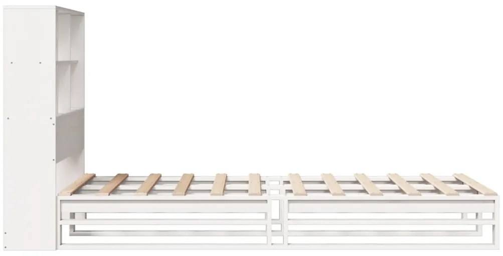 Cama com estante sem colchão 90x200 cm madeira maciça branco