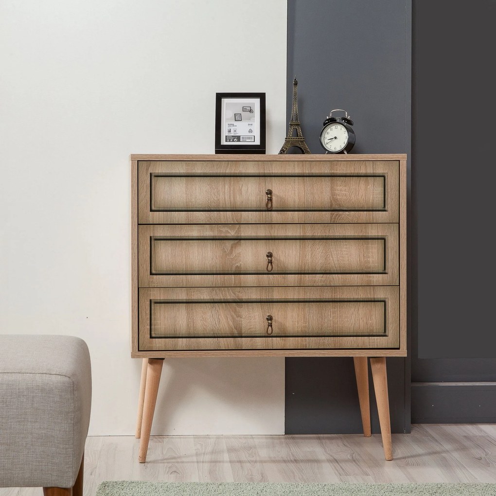 Cómoda Trio – Carvalho Sonoma – 80 cm x 90 cm x 40 cm