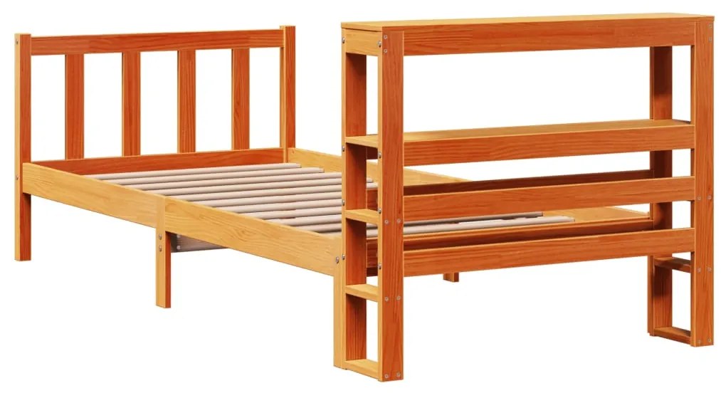 Estrutura cama c/ cabeceira 90x200 cm pinho maciço castanho-mel