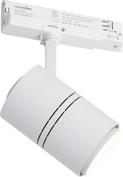 Foco de trilho moderno branco para trilho trifásico incluindo LED - Régua trifásica