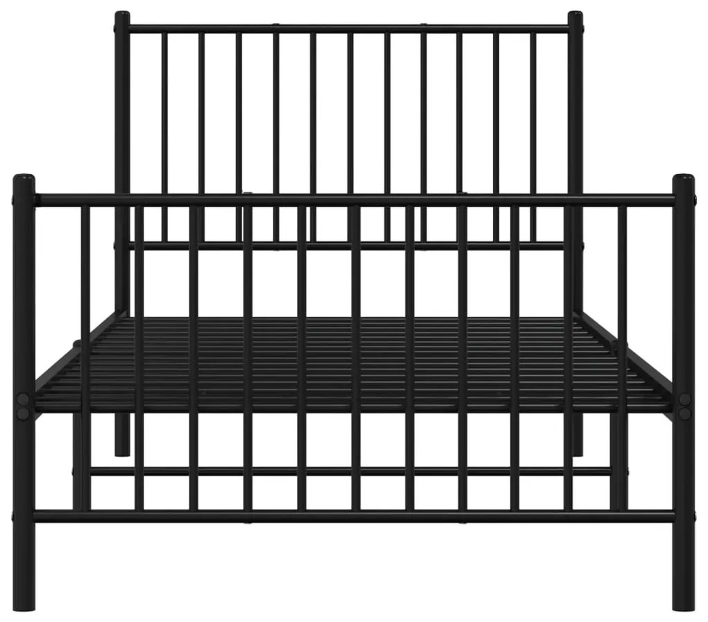 Estrutura de cama com cabeceira e pés 90x200 cm metal preto