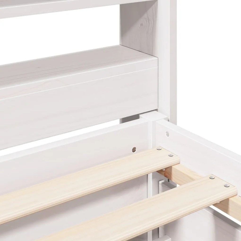 Cama sem colchão 140x190 cm madeira de pinho maciça branco
