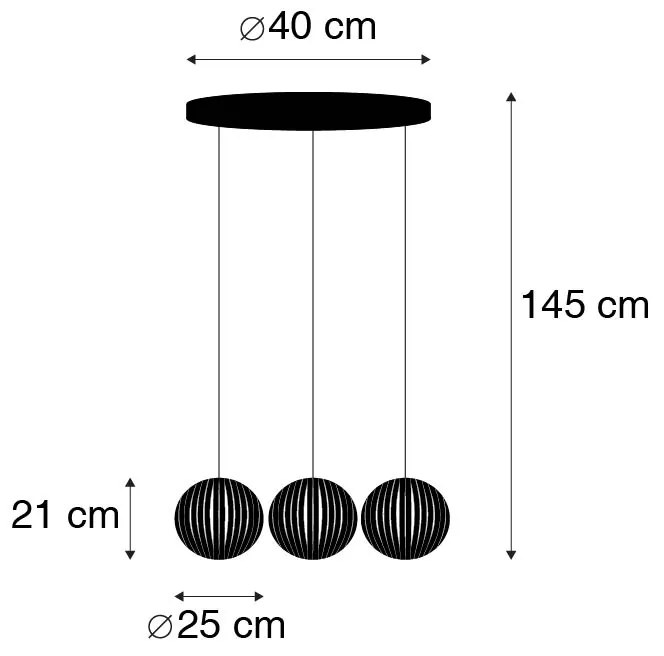 Moderno candeeiro suspenso preto 3 luzes - Zoë Moderno