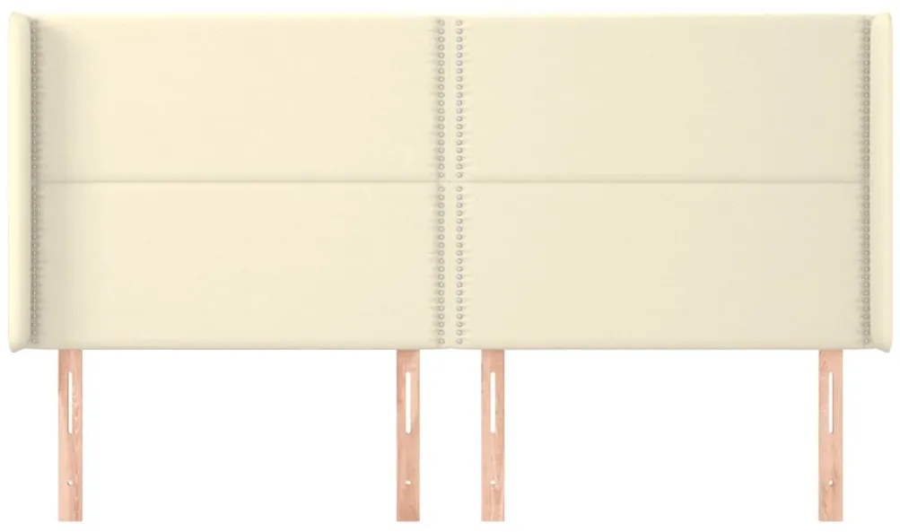 Cabeceira cama c/ abas couro artificial 163x16x118/128 cm creme