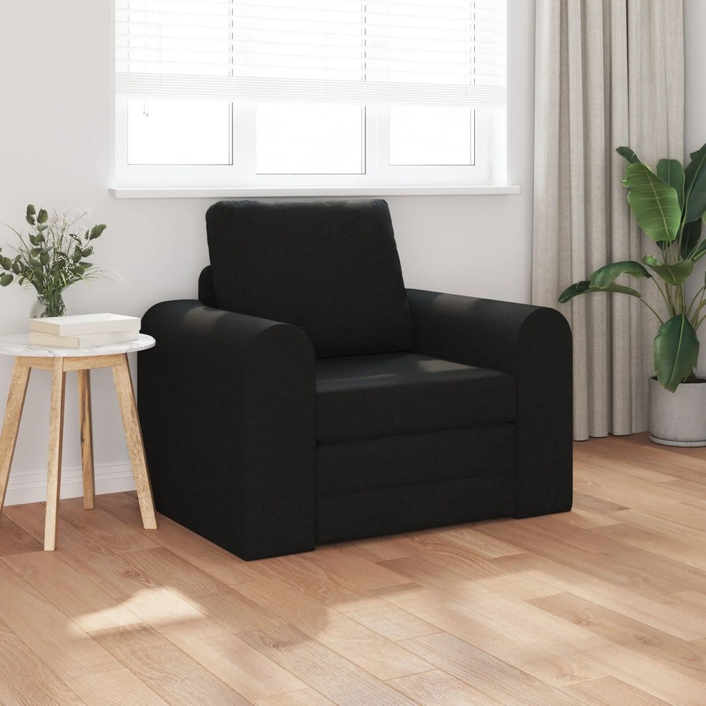 Sofá Cama 2-em-1 Preto 98x71x83 cm Tecido