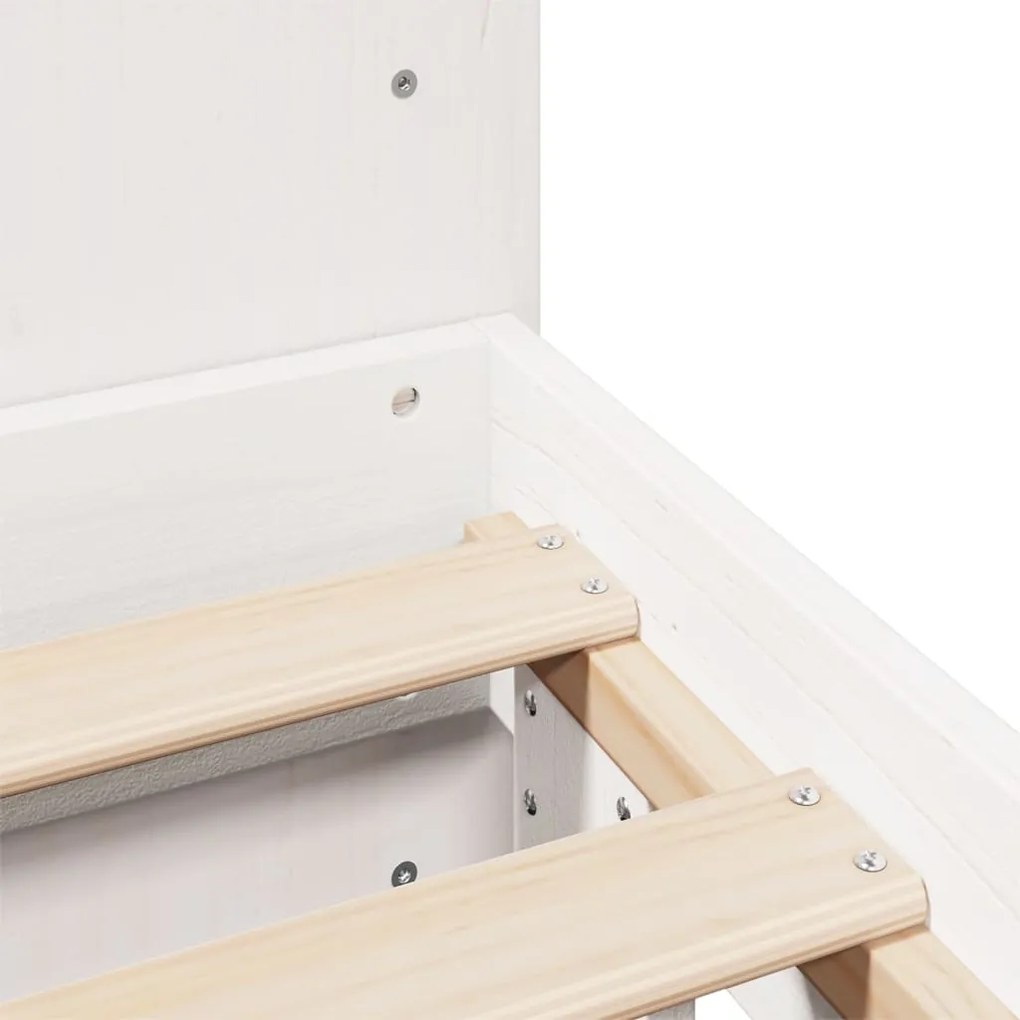Cama sem colchão 140x190 cm madeira de pinho maciça branco
