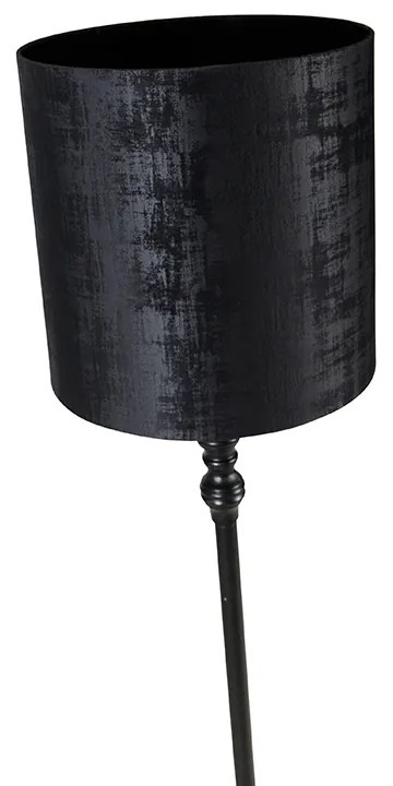Candeeiro de pé clássico preto com cúpula preta 40 cm - Classico Clássico / Antigo