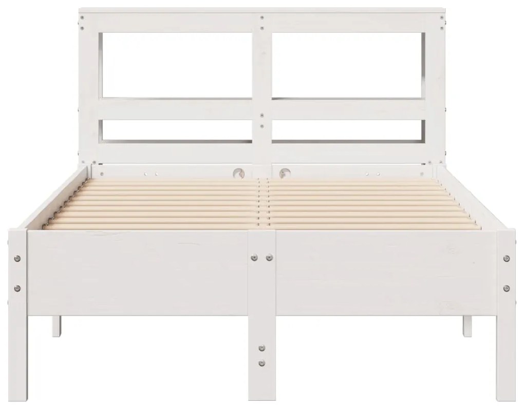 Cama sem colchão 120x190 cm madeira de pinho maciça branco