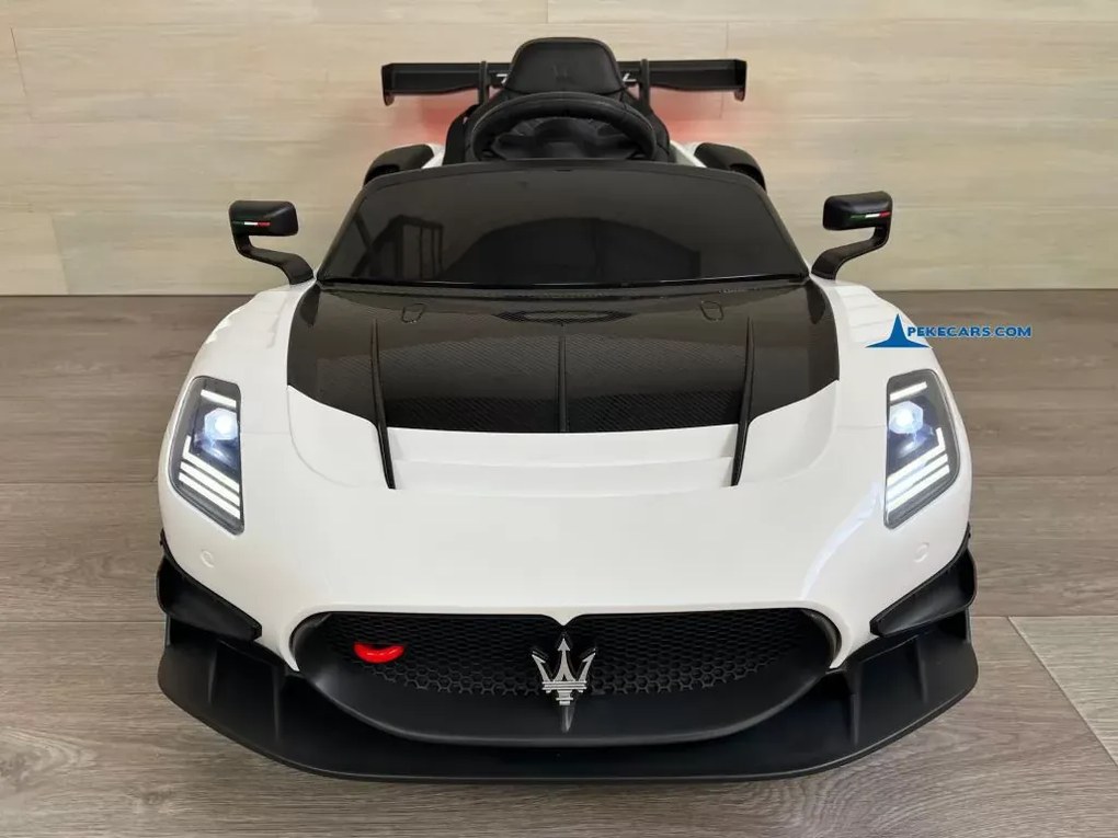 Carro elétrico para crianças Maserati GT2 12V 2.4G, Rodas Borracha, Assento imitação pele Branco