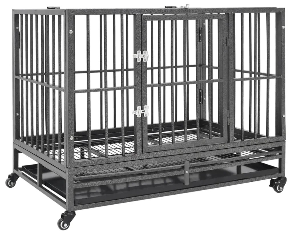 vidaXL Jaula para cães com rodas aço 92x62x76 cm