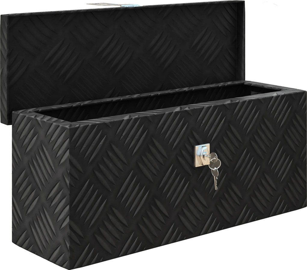 HOMCOM Caixa de arrumação - caixa de ferramentas em alumínio -  alu. fecho com chave - dim. 50L x 15,5l x 20,5H cm | Aosom Portugal
