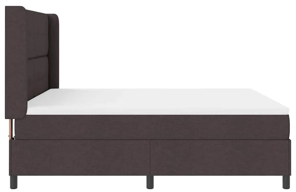 Cama com estrado e colchão, LED, castanho escuro, 180 x 200 cm, tecido