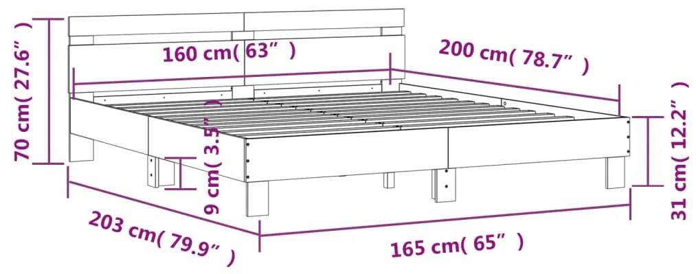 Estrutura cama c/ cabeceira 160x200 cm derivados madeira branco