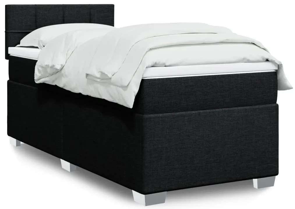 Cama com molas/colchão 80x200 cm tecido preto