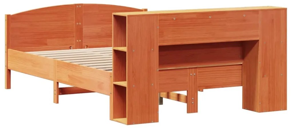 Cama com estante sem colchão 140x190 cm pinho maciço