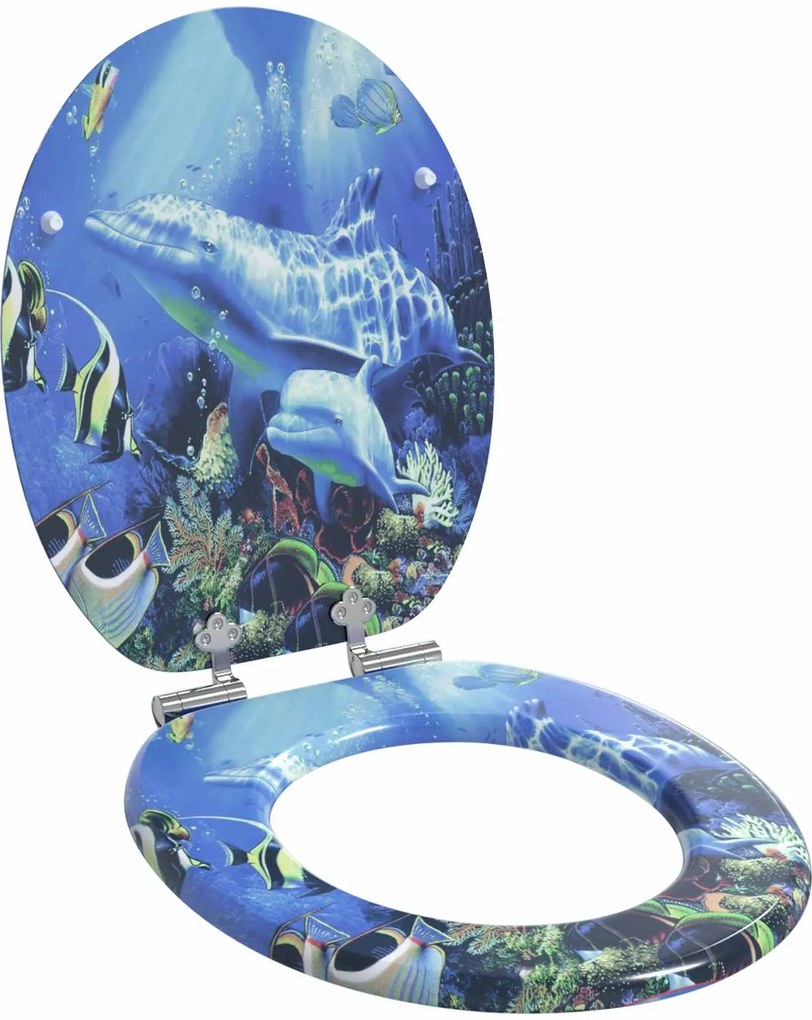 vidaXL Assento de Sanitário com Fechamento Suave Azul 44 x 38 cm