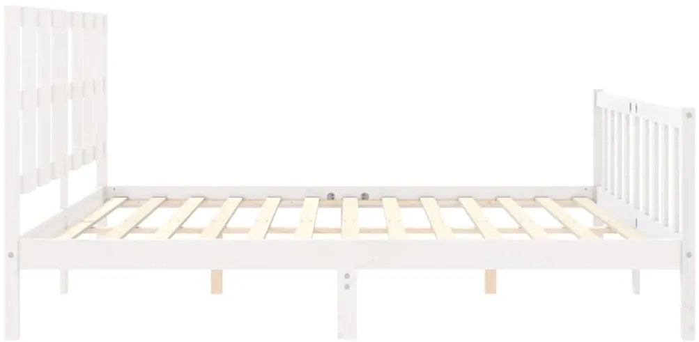 Cama sem colchão 200x200 cm madeira de pinho maciça branco