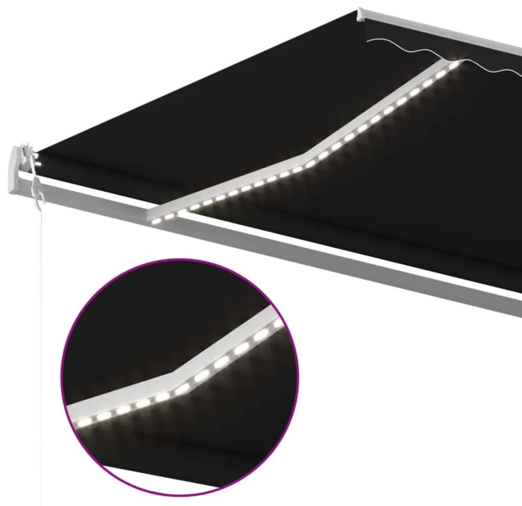 Toldo automático com LED e sensor de vento 600x350 cm antracite