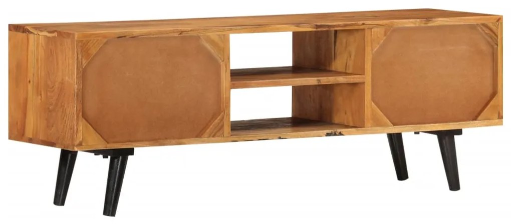 Móvel de TV com portas 112x30x40 cm acácia maciça e metal