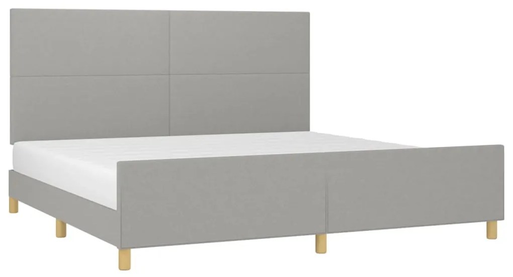 Estrutura de cama sem colchão 200x200 cm tecido cinzento-claro
