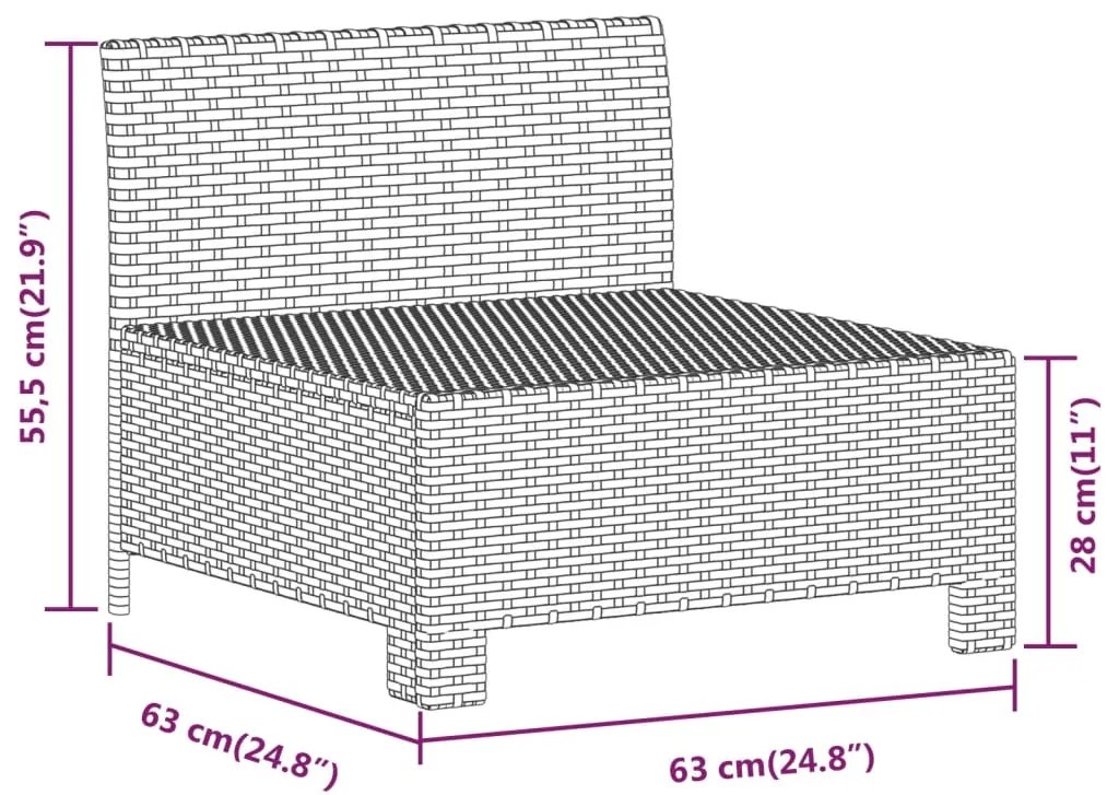5 pcs conjunto lounge de jardim c/ almofadões vime PE cinzento