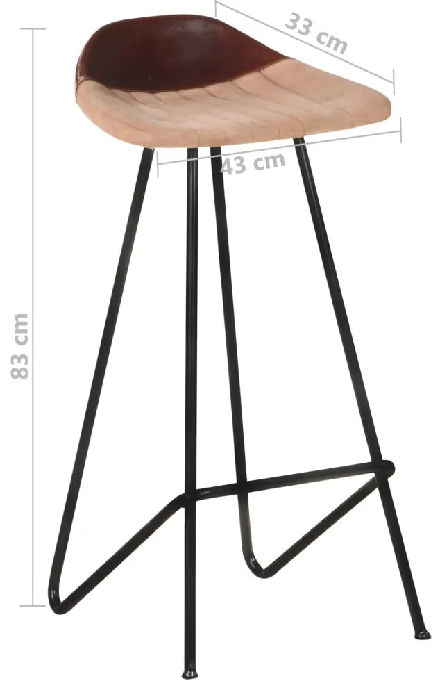 Bancos de bar 4 pcs couro genuíno castanho