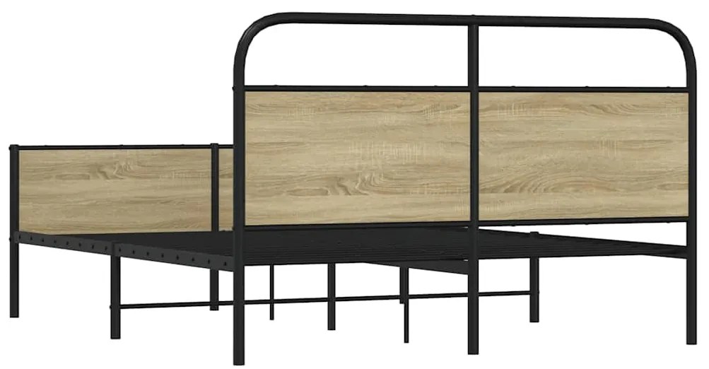 Estrutura de cama sem colchão 150x200cm metal carvalho sonoma