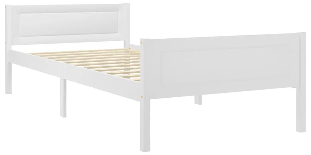 Estrutura de cama 100x200 cm madeira pinho maciço branco