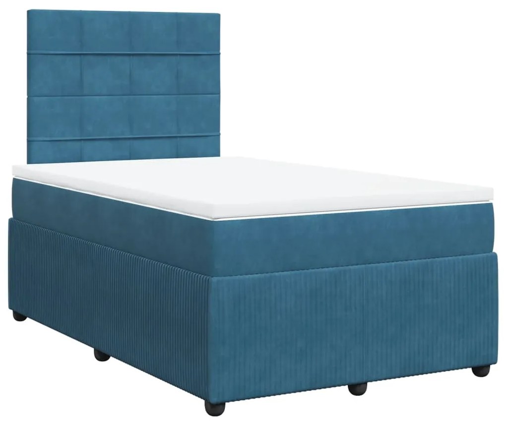 Cama boxspring com colchão 120x190 cm veludo azul