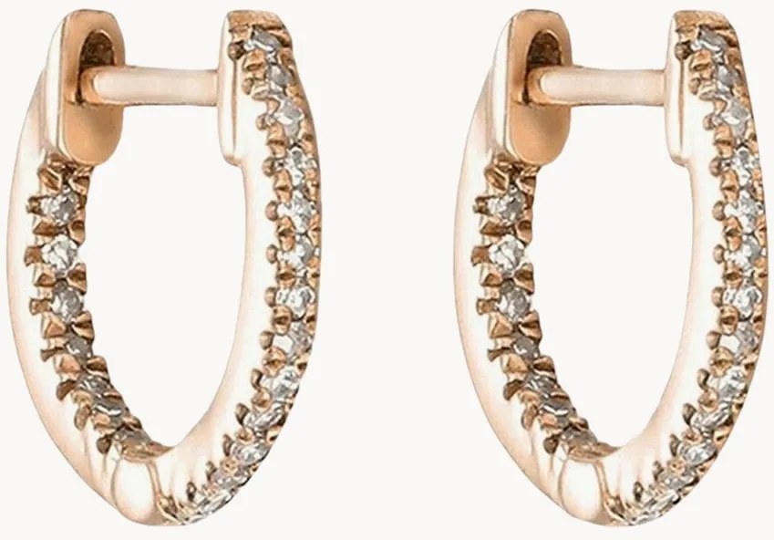 Brincos de argola em ouro rosa com diamantes Perfect