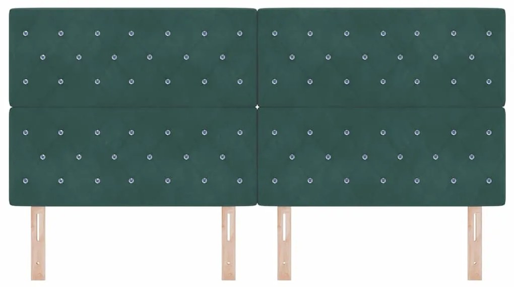 Cabeceira em Veludo Verde Escuro com Botão de Cristal Tufted 200 cm