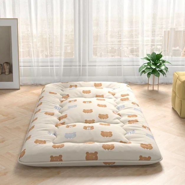 Colchão de chão enrolável Tatami Mat com capa lavável Tapete portátil com saco de transporte 200 x 90 x 10 cm castanho