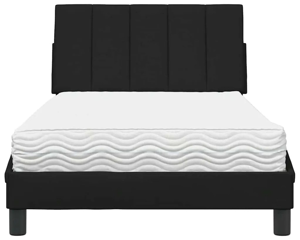 Cama com colchão 100x200 cm tecido preto