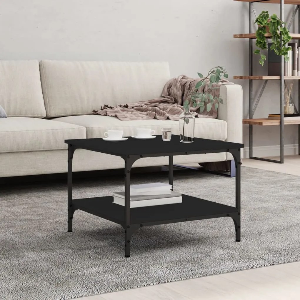 832828 vidaXL Mesa de centro 55x55x40 cm derivados de madeira preto