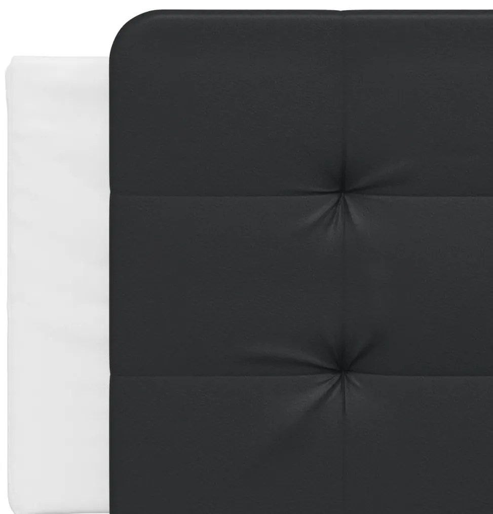 Estrutura cama c/ cabeceira 160x200 couro artif. branco/preto