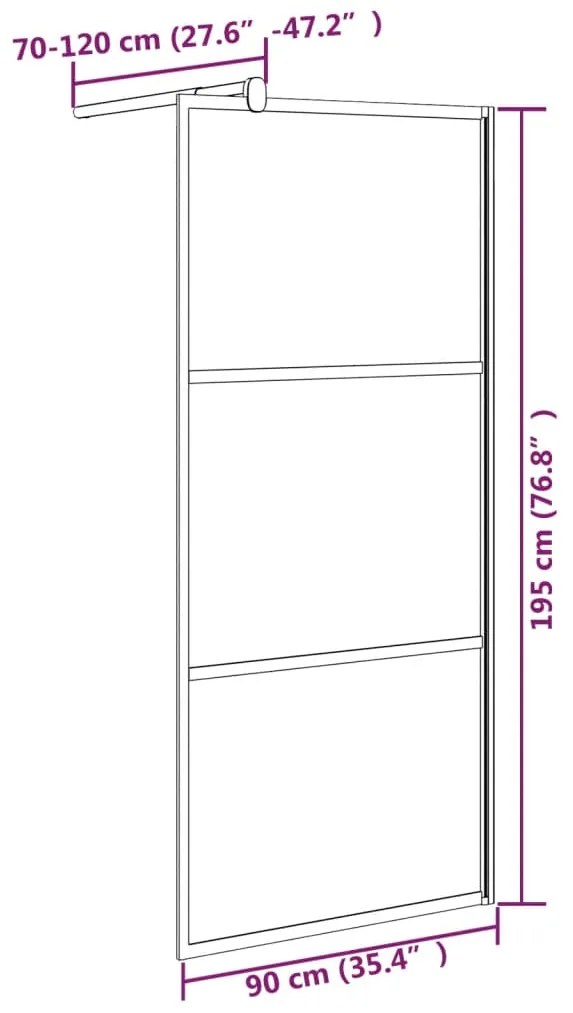 Divisória de chuveiro 90x195 cm vidro opaco ESG preto