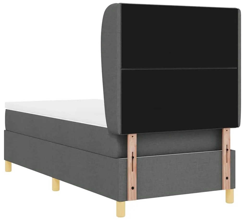 Cama Box Spring com Colchão VidaXL Cinza Escuro 100x200 cm Tecido
