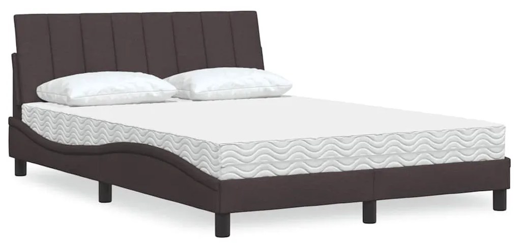 Cama com colchão 140x190 cm tecido castanho-escuro