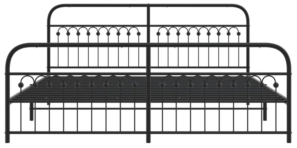 Estrutura de cama com cabeceira e pés 193x203 cm metal preto