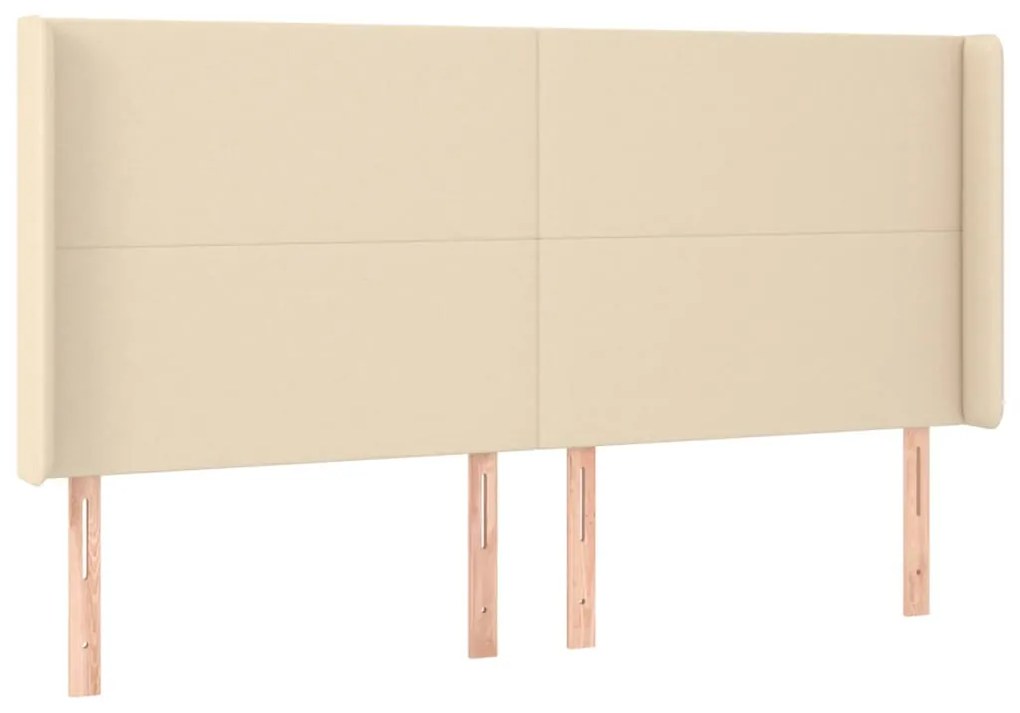 Cabeceira cama c/ luzes LED tecido 203x16x118/128 cm cor creme