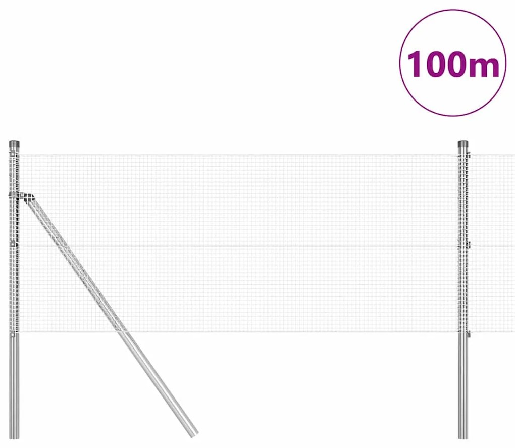 Cerca de Arame Soldado com 13 Postes 0,4x100 m Aço Galvanizado