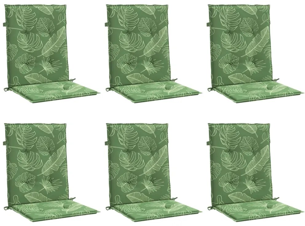 Almofadões cadeira de encosto baixo 6 pcs tecido padrão folhas
