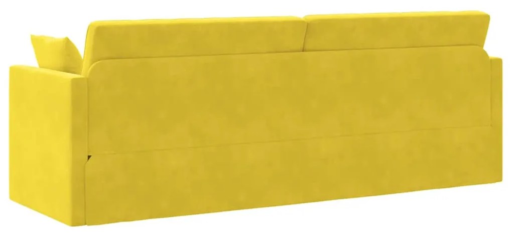 Sofá-Cama de Chão 2 em 1 Amarelo 213x144x60 cm Veludo