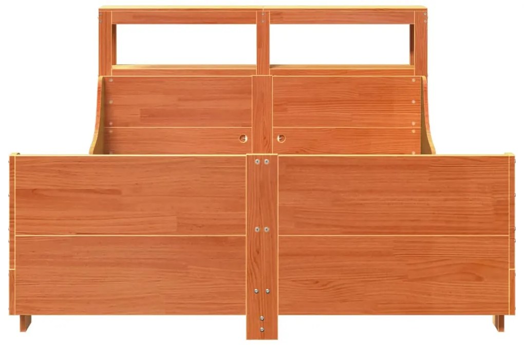 Cama sem colchão 140x190 cm pinho maciço castanho-mel